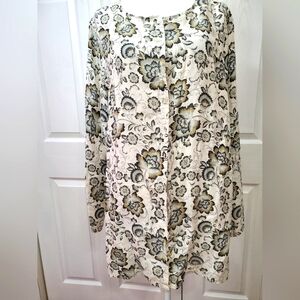 Tahari 1X. Linen shirt. Long sleeve button up